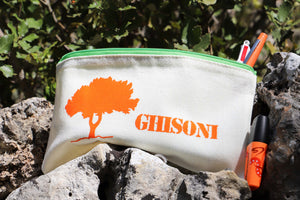Trousse beige & Pin fourchu orange