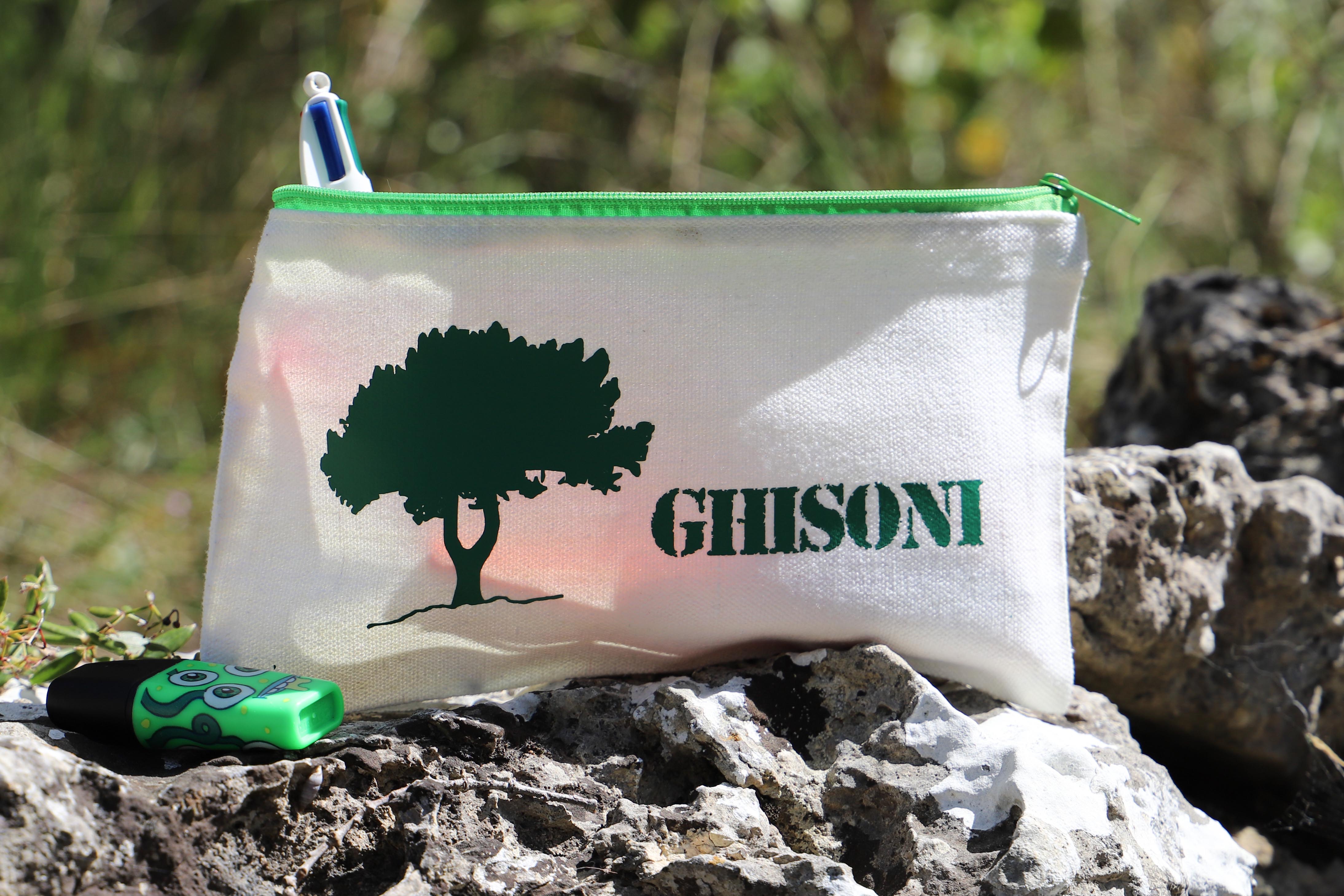 Trousse beige & Pin Fourchu vert