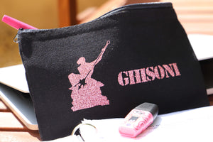 Trousse noir & Neptune rose pailleté