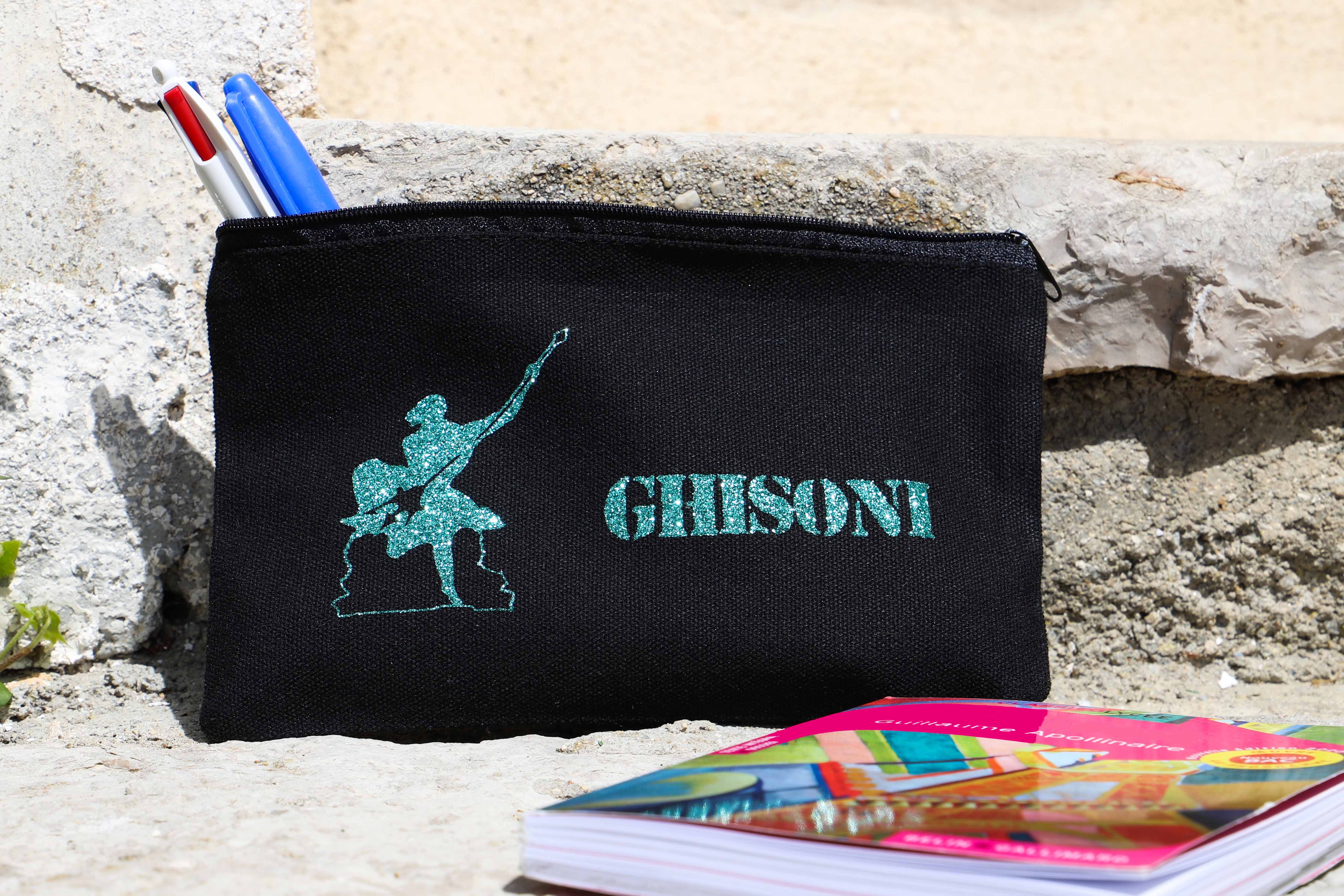 Trousse noir & Neptune vert pailleté