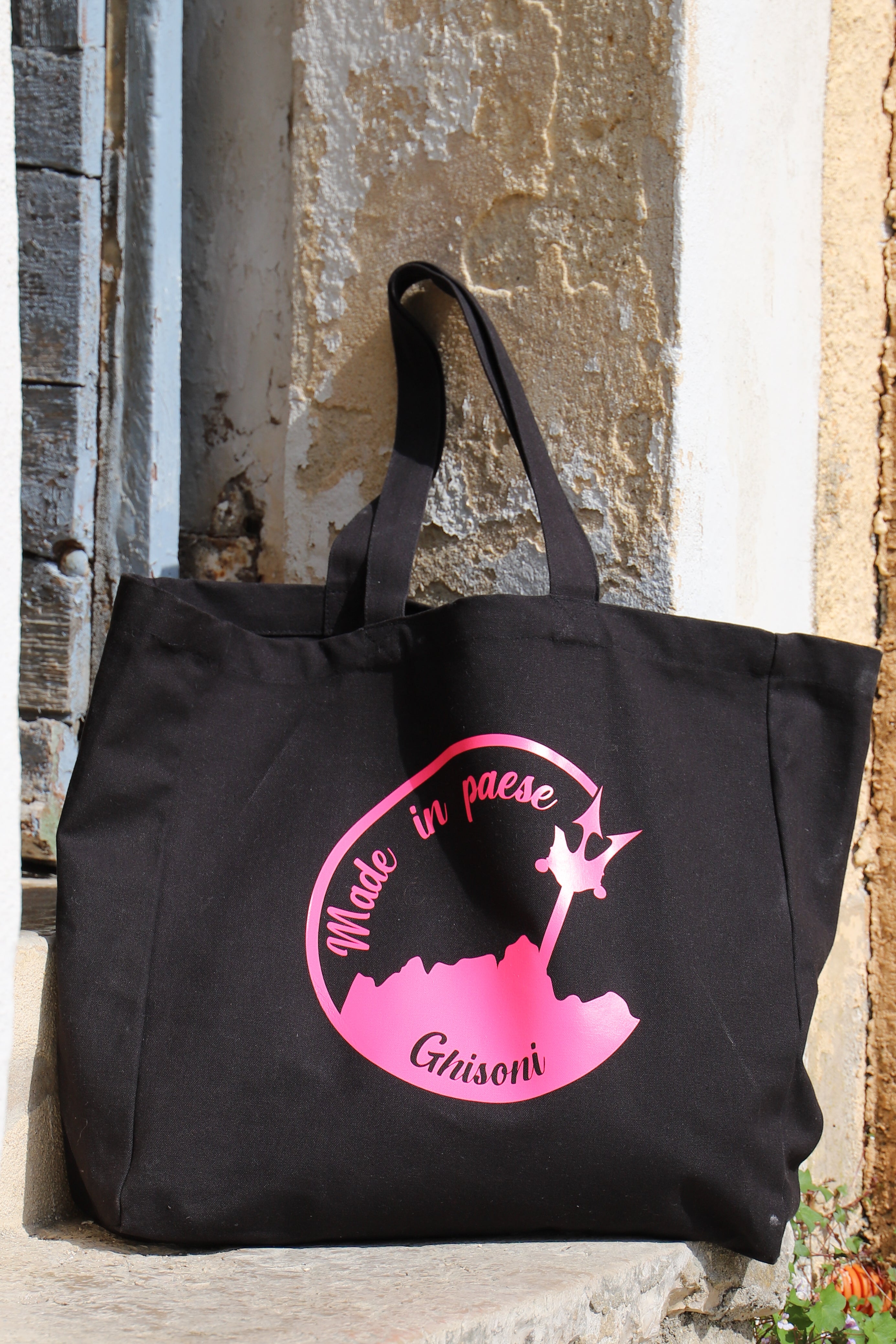 Cabas & logo Made in Paese rose néon
