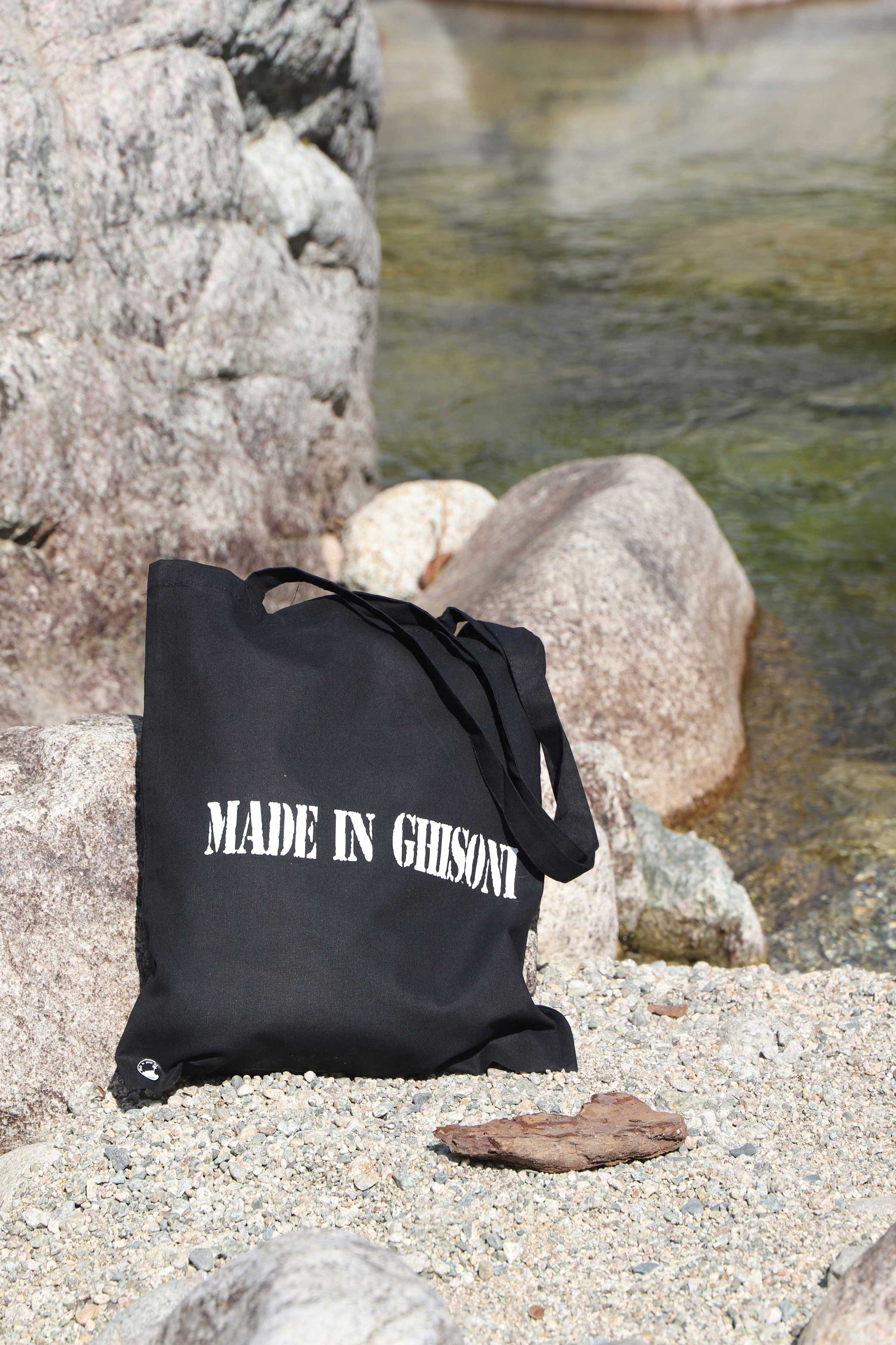 Tote bag noir & Made in Ghisoni blanc
