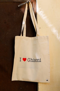 Tote bag beige & I love Ghisoni noir/rouge