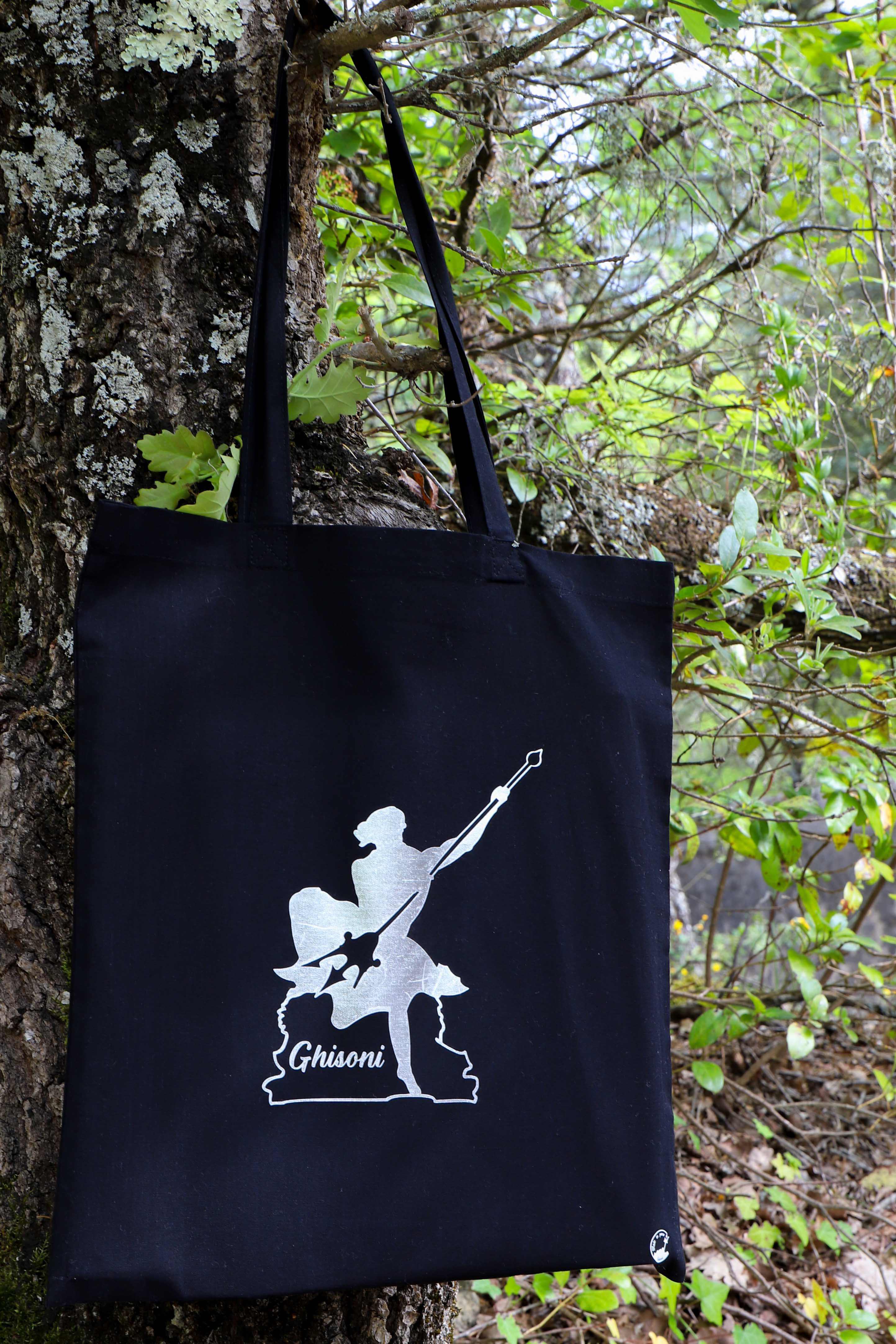 Tote bag noir & Neptune argenté