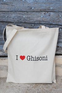 Tote bag beige & I love Ghisoni noir/rouge